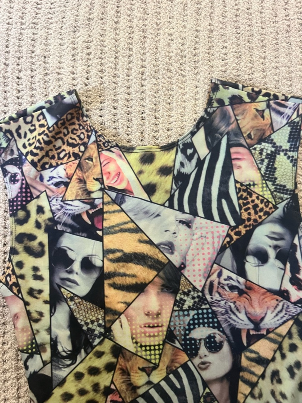 Sleeveless Multi-Print Mini Dress in Mixed Animal & Face Print - Picture 3 of 4